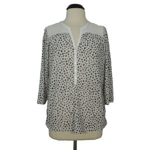 H&M V-Neck L LARGE Casual Printed Top 3/4 Sleeves